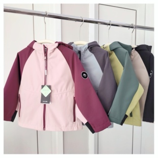 户外刚需 110-170男女童秋冬连帽软壳冲锋衣方格绒保暖防风雨外套