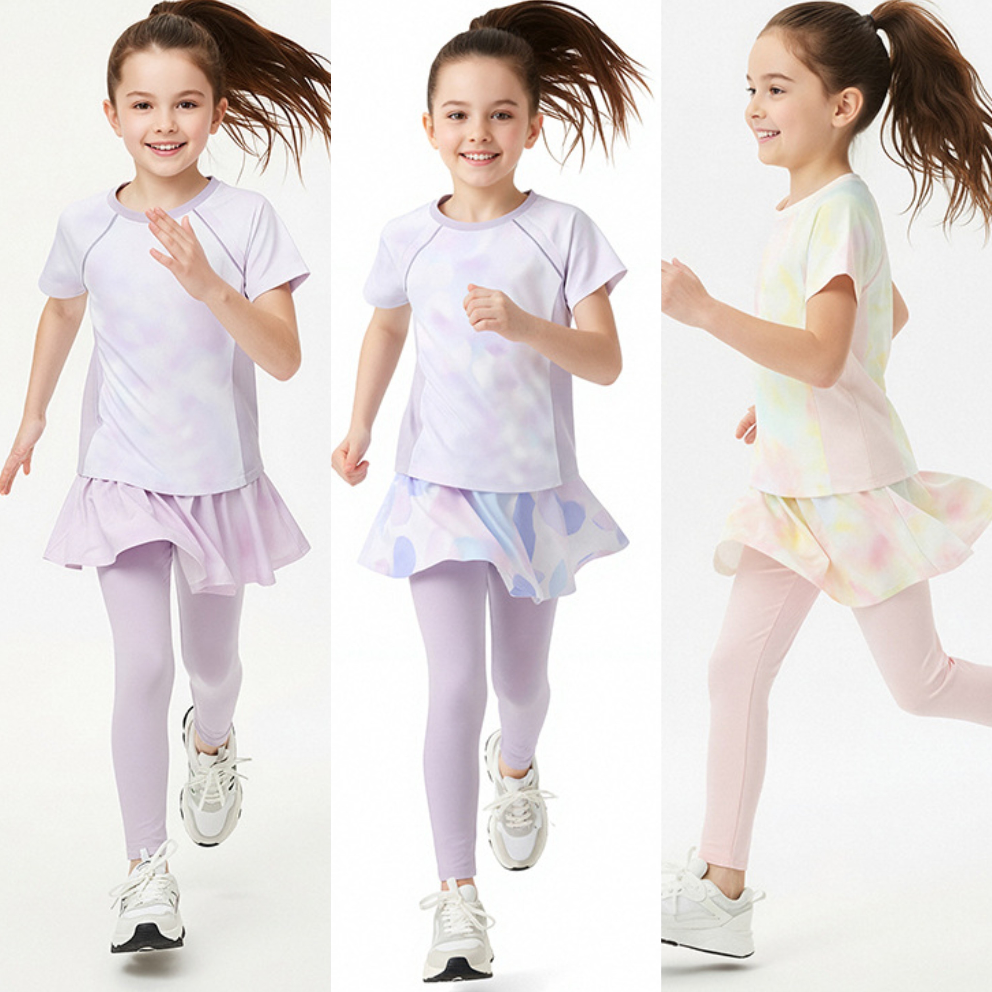 清爽飘逸 女童春夏弹力假两件裙裤 吸湿速干防晒户外运动速干裙裤