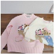 110 含羊毛 配色好美 160女童秋冬重工刺绣卡通花朵熊套头毛衣