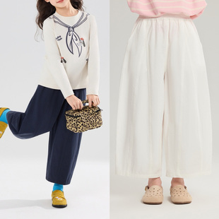 拼接裁剪宽松阔腿九分气球裤 宽松舒适 茧型裤 170女童春夏个性 120