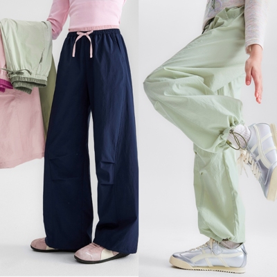 潮酷两穿！110-170女童三色阔腿工装裤 蝴蝶结可收脚休闲运动长裤