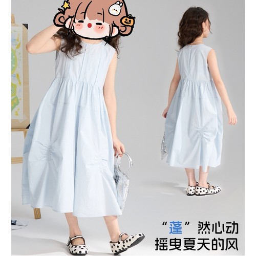 清新灵动 摇曳夏天的风110-170女童夏季全棉背心裙蓬蓬公主连衣裙