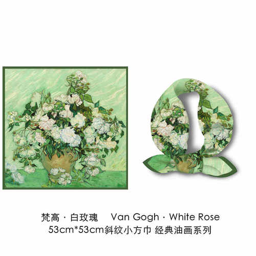 新款野玫瑰油画印花围巾梵高