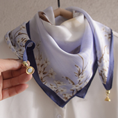 新款 丝巾68方巾磁吸扣绸缎围巾女春秋冬洋气暗扣围脖气质百搭领巾