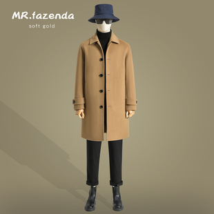 冬季韩版双面羊绒大衣男高端翻领宽松落肩中长款羊毛呢子风衣外套