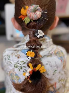 Meow Paw原创手缝万圣节立体南瓜发饰橙色万圣头饰创意节日发夹