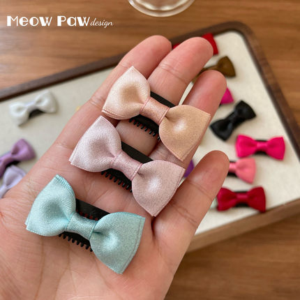 4cm超小新生儿胎毛夹手工大牌同款婴儿闪光蝴蝶结汗毛夹短发可戴