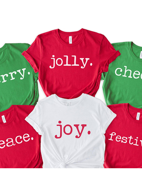Merry Christmas Party Clothes Women T Shirt圣诞节派对上衣棉