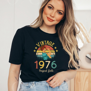 1976 Women Birthday Shirt送父母亲50岁生日礼物复古T恤 50th