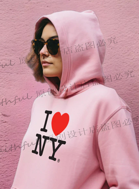 I LOVE NY Women Hoodies纽约旅游纪念套头爱心简约男女连帽衫棉