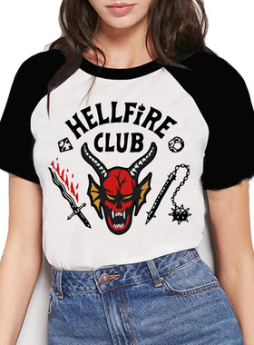 Stranger things 5 Hellfire Club地狱之火俱乐部美剧女T恤棉上衣