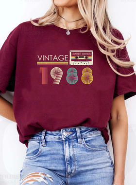 1980 1988 80后宽松36岁生日短袖安哥拉红色T恤Birthday T Shirt