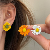 气质网红耳环耳饰女 时尚 韩国简约个性 小清新雏菊925银针韩国个性