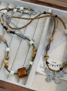 复古女款手工串珠项链锁骨链