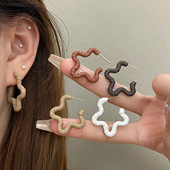 复古豹纹美拉德五角星星925银针秋冬新款 女轻奢高级小众百搭耳饰