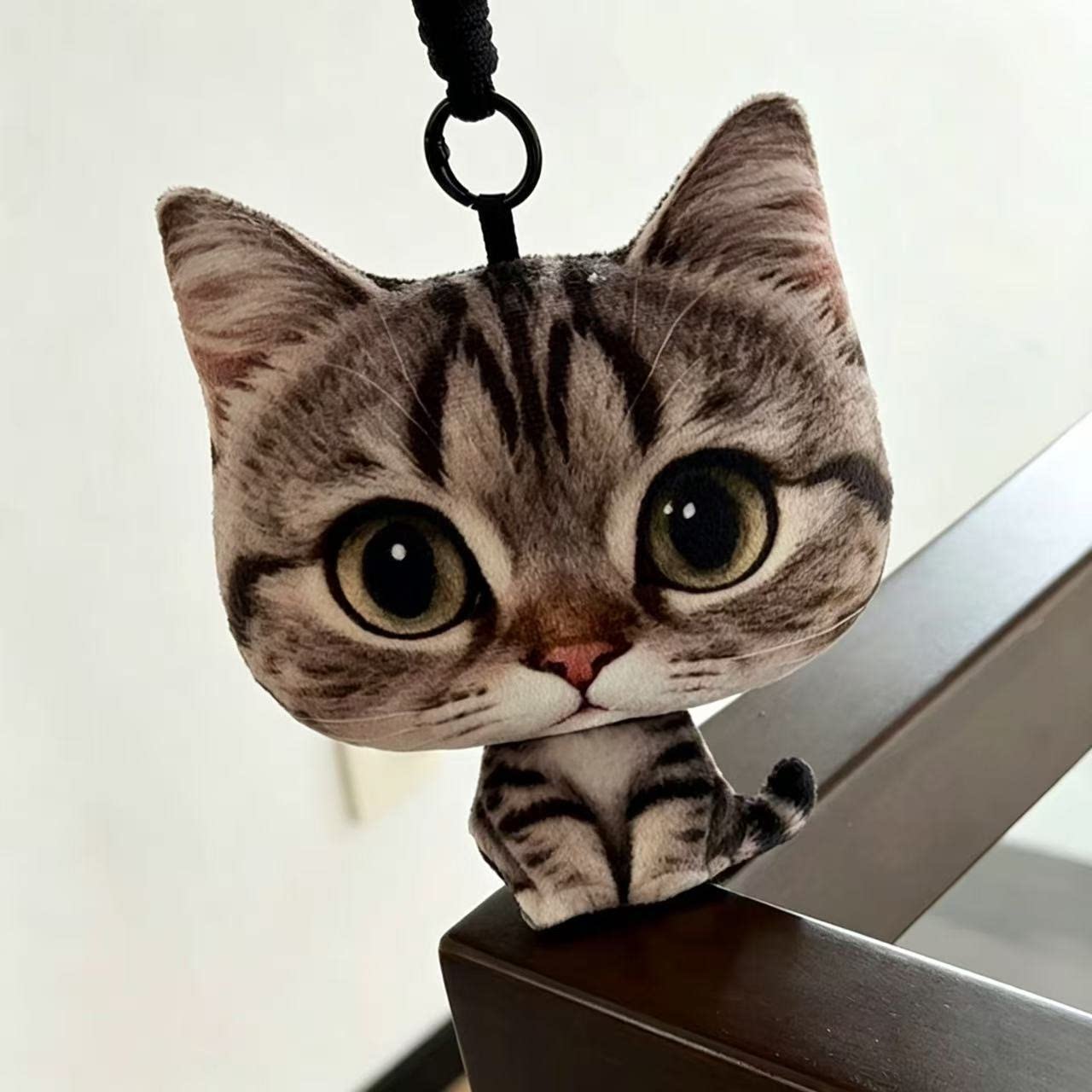 仿真大头猫咪毛绒玩偶挂件抽象猫公仔靠枕搞怪趣味钥匙扣女生礼物