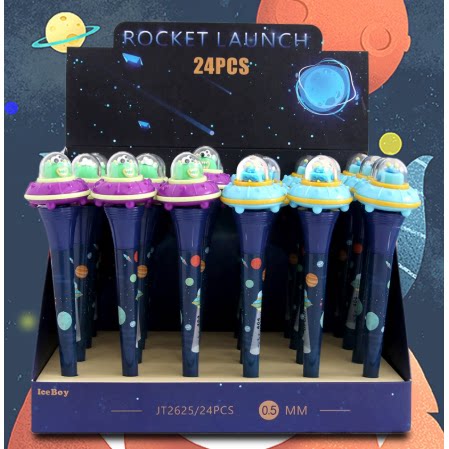 飞碟转转笔玩具笔工艺礼品笔UFO外星星球中性笔解压奇解压神器