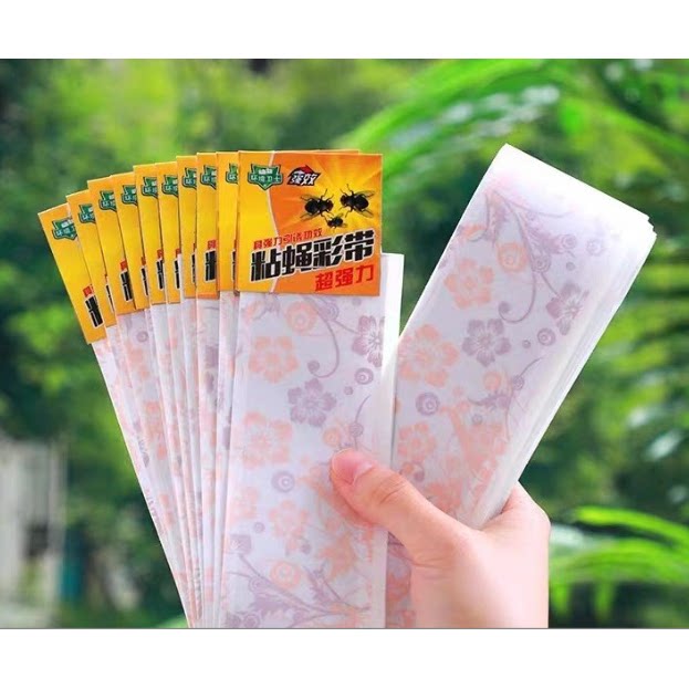 苍蝇贴粘蝇纸彩带粘蚊克星捕灭蝇用品粘蝇板条强力家用