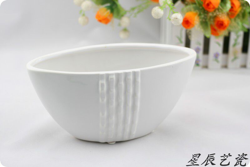 包邮陶瓷花盆白色大号多肉盆漂亮