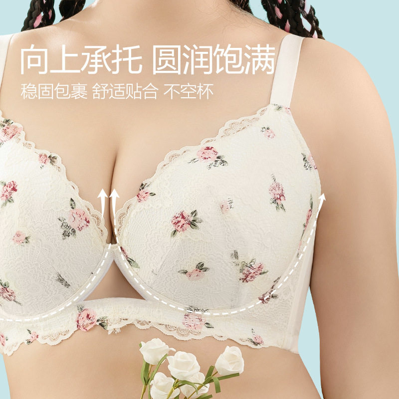 软钢圈薄款大码大胸显小内衣70DBCF75HI80G80J女士白色上托文胸罩