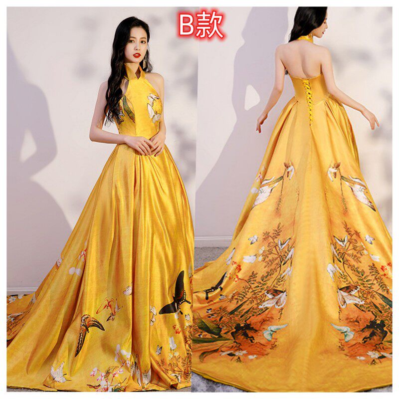 中国风旗袍晚礼服大摆演出服
