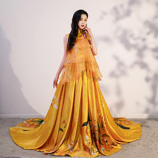 晚礼服2024新款 艺考服饰 气质合唱服独唱演出舞台主题金色百蝶款