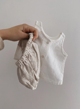 衿依亚麻A类亚麻婴儿背心 薄款透气无袖男女宝外出背心上衣夏373