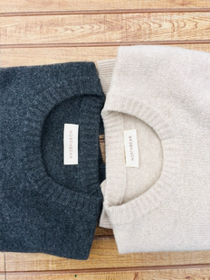 现货～350g厚纯山羊绒衫  康赛妮 男士秋冬圆领羊绒衫长袖灰色