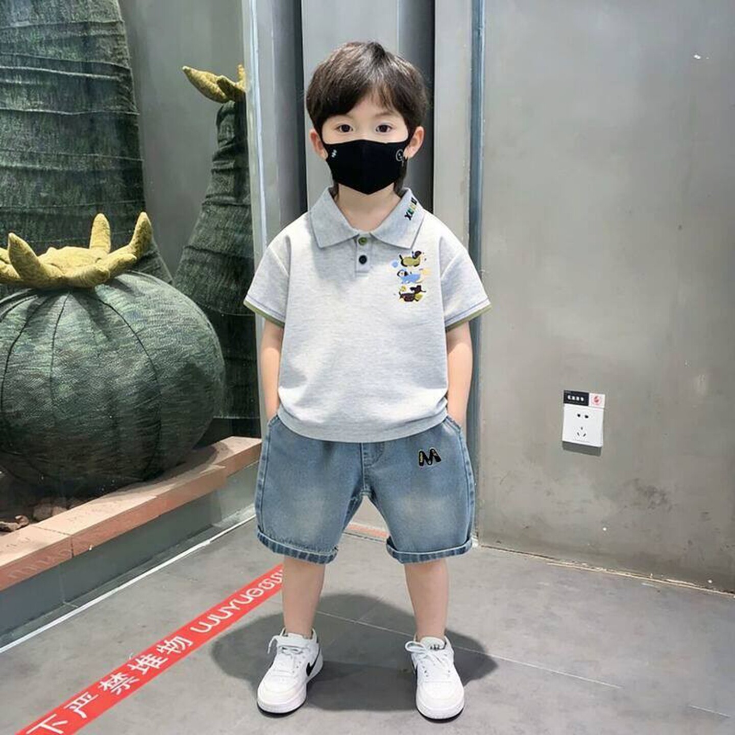男童时尚潮流夏季短袖POLO衫套装