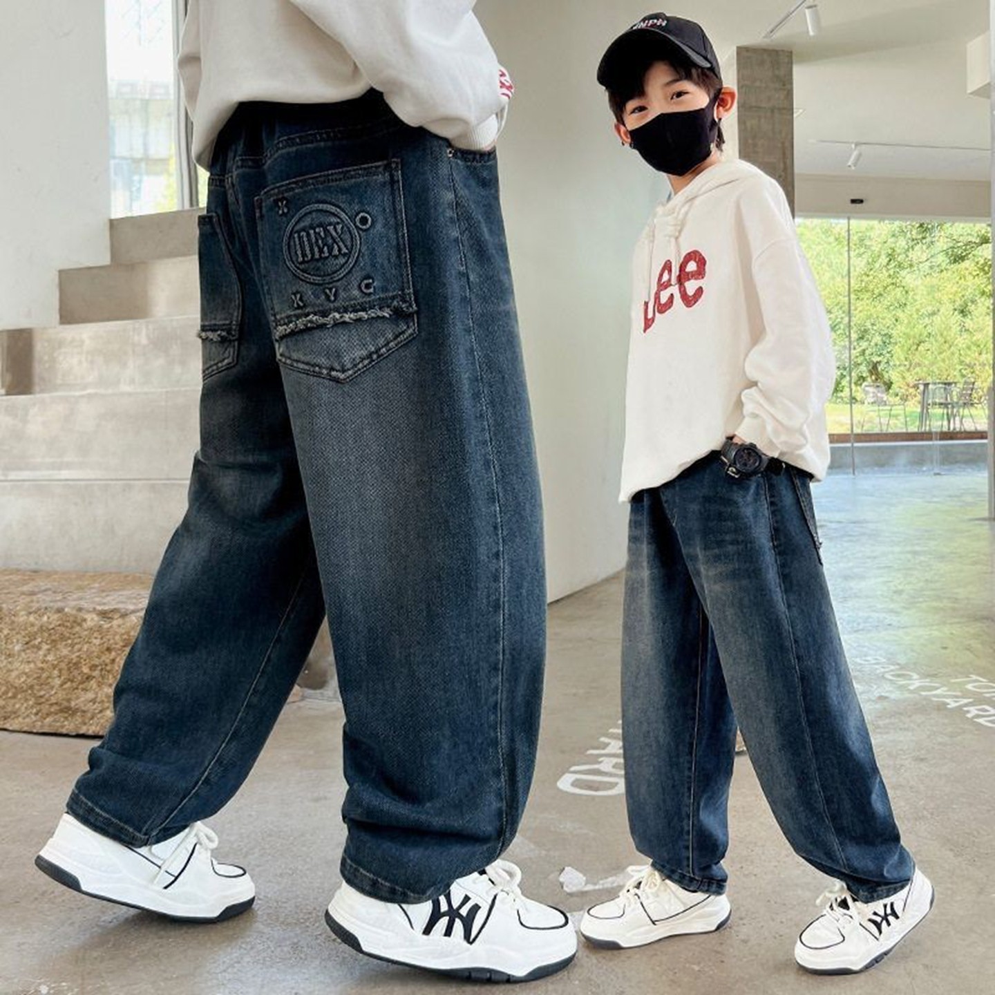 新款春秋男童牛仔裤宽松裤子儿童牛仔裤中大童长裤老爹裤洋气潮流,童装/婴儿装/亲子装,儿童牛仔裤,淘宝优惠券,粉丝福利购,淘宝优惠卷