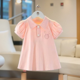 裙子童装 连衣裙洋气公主裙轻薄纯色polo裙女宝袖 夏季 女童优质新款