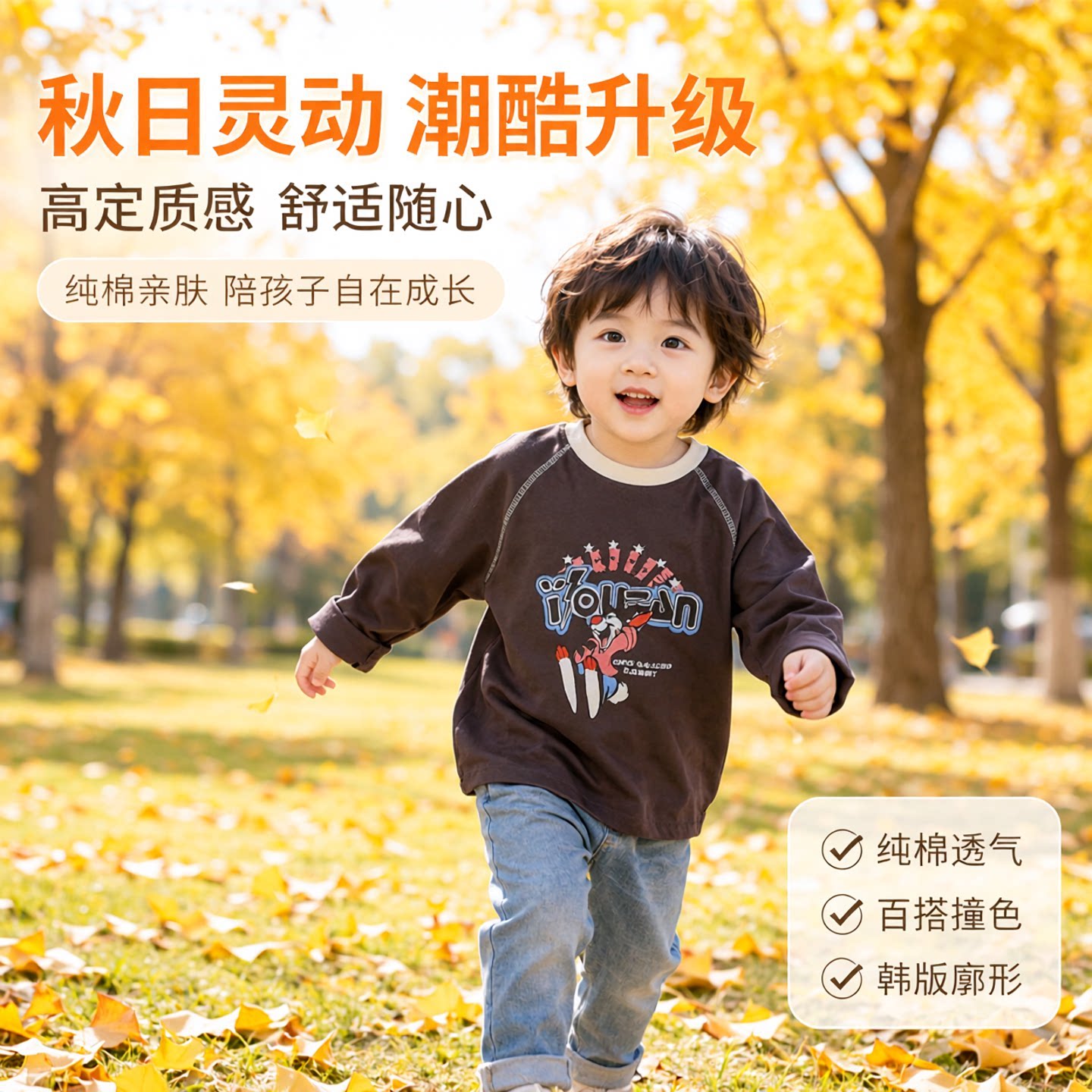 2026秋季新款男童女童纯棉长袖T恤韩版拼色童装圆领百搭儿童上衣