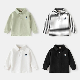 新款 宝宝上衣潮童装 秋季 T恤韩版 特惠 男童翻领加厚长袖 儿童POLO衫