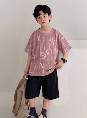 男童夏季韩版条纹短袖两件套