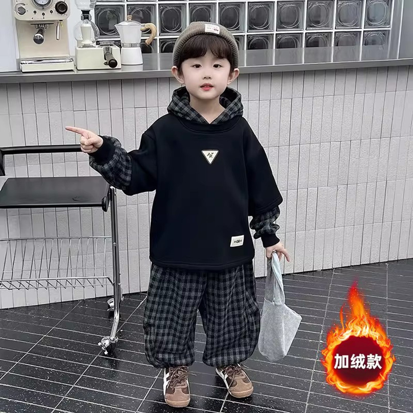 男童秋冬装加绒豹纹连帽卫衣2026新款运动两件套中小童潮流酷炸街,童装/婴儿装/亲子装,套装,淘宝优惠券,粉丝福利购,淘宝优惠卷