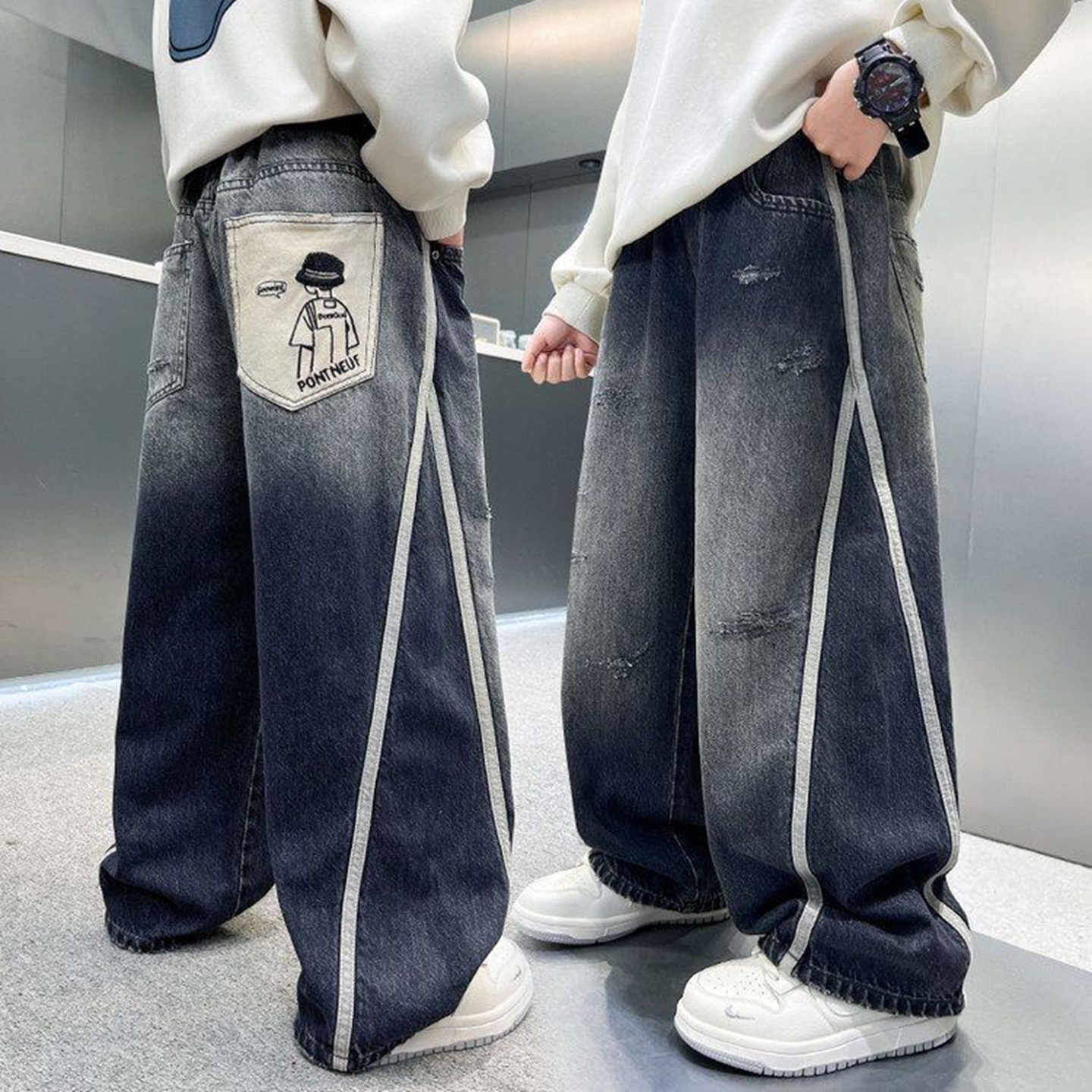 儿童装男童秋装裤子2025新款中大童春秋款直筒牛仔裤秋季男孩长裤