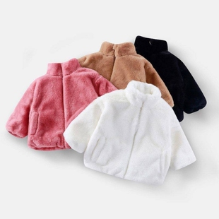 男女童皮草外套童装秋冬季新款仿獭兔毛立领加厚保暖双面毛毛衣