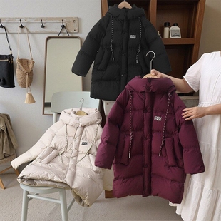 儿童高蓬绒丝防寒服中大童加厚潮 新款 男女童长款 连帽外套2025冬季