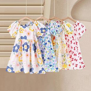 薄款 碎花裙子童装 女孩公主裙 冰丝绵绸儿童夏装 女童连衣裙2025新款