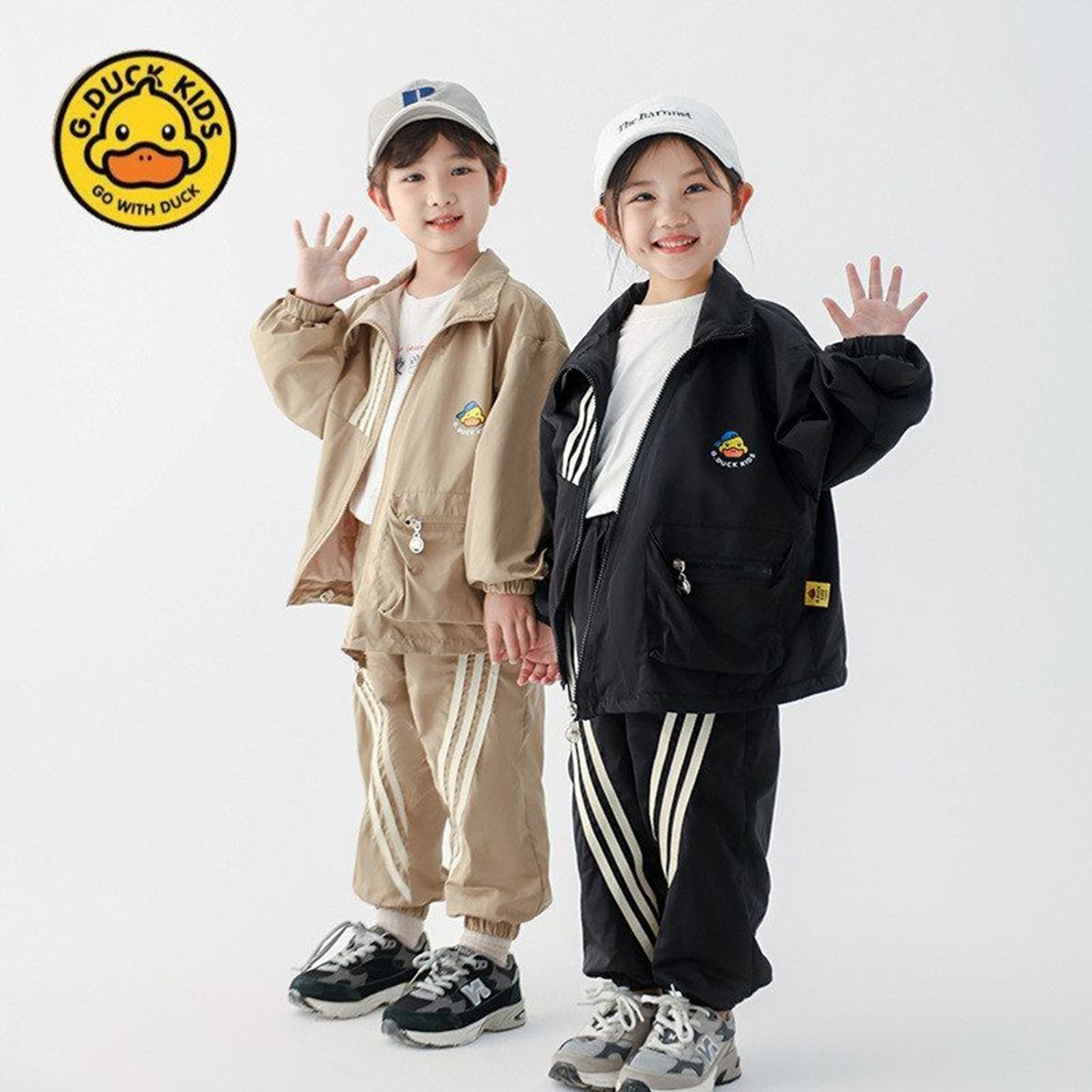 小特价优质黄鸭儿童春秋套装男女童洋气外套裤子潮中大童新款校服