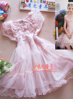 夏新款卡拉迪克5500公主花朵公主连衣裙礼服裙女小中童