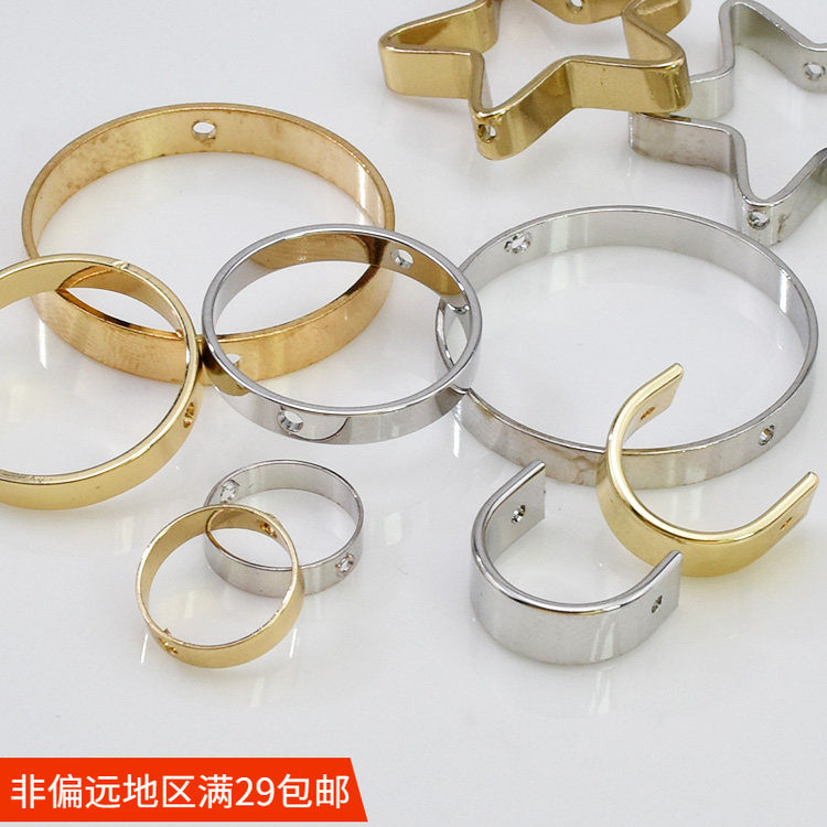 DIY纯铜环保电镀耳环配件 韩版五星圆形串珠极简耳夹耳钉饰品材料