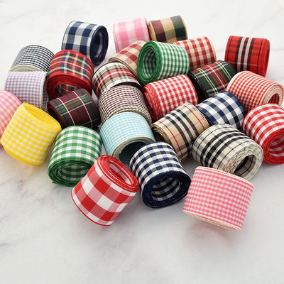 2.5/3.8CM宽三顶格子带 烘焙丝带彩带 DIY英伦风发饰胸针绸带织带