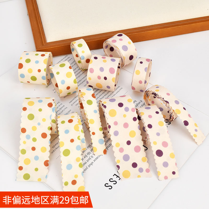 印圆点奶油波点印花丝带 diy手工布艺蝴蝶结材料发夹发箍饰品材料