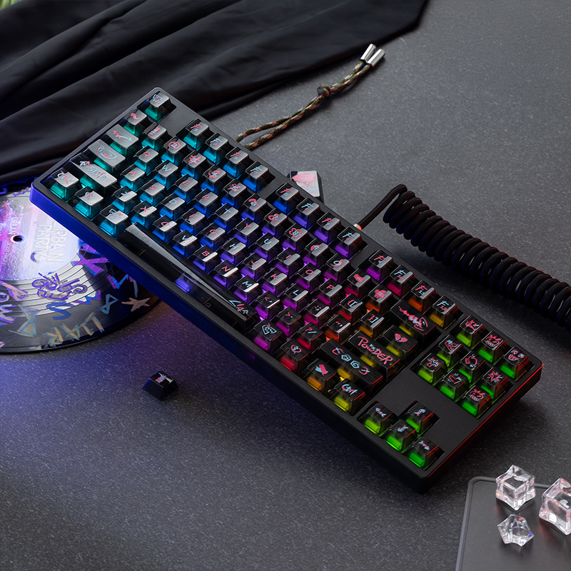 PBTfansPowder黑透白透PC键帽