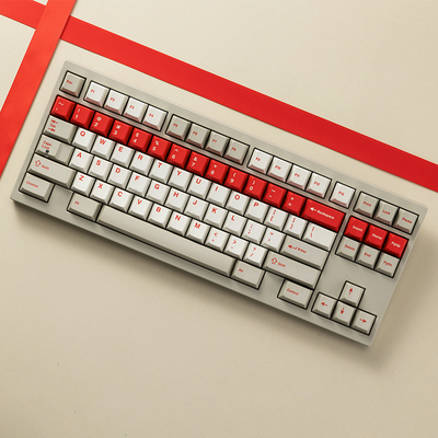 PBTfans Overtime热升华键帽pbt材质 beige复古灰白红原厂高度