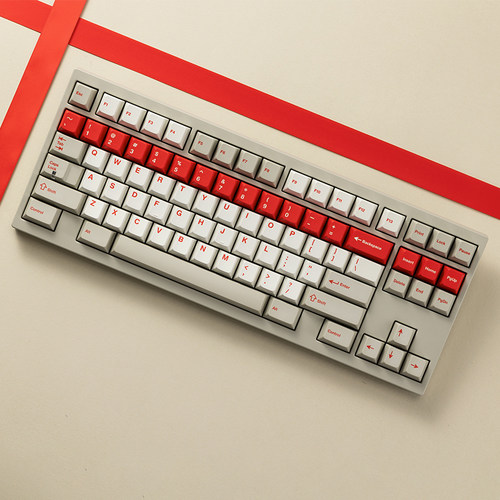 PBTfans Overtime热升华键帽pbt材质 beige复古灰白红原厂高度