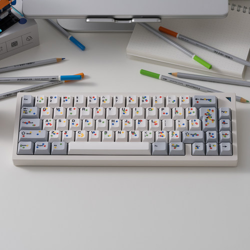 PBTfans Confettis复古彩色纸屑热升华键帽pbt原厂玻璃微珠类肤感