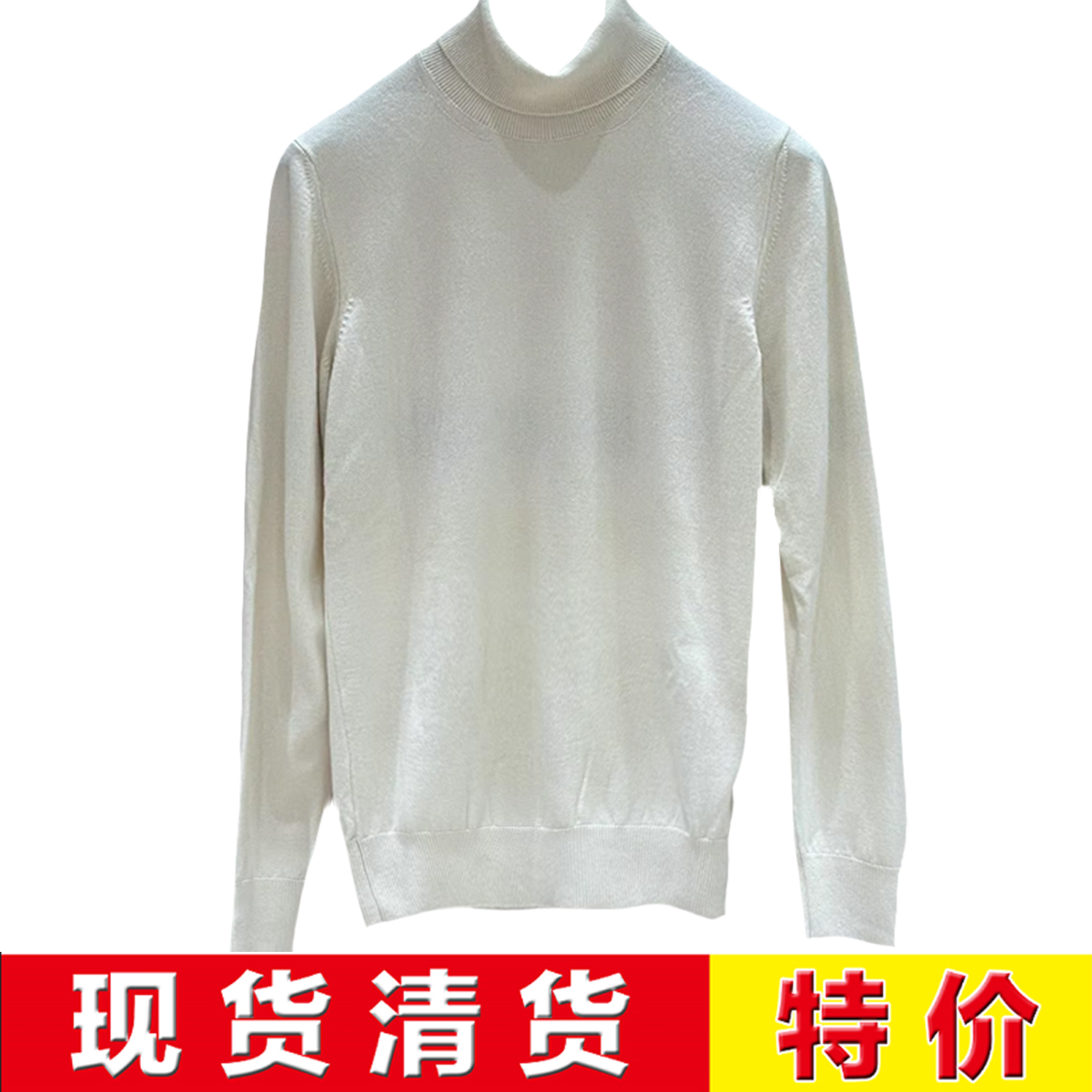 现货清货意大利顶吉品牌Andre Maurice 秋冬白色羊绒针织衫毛衣