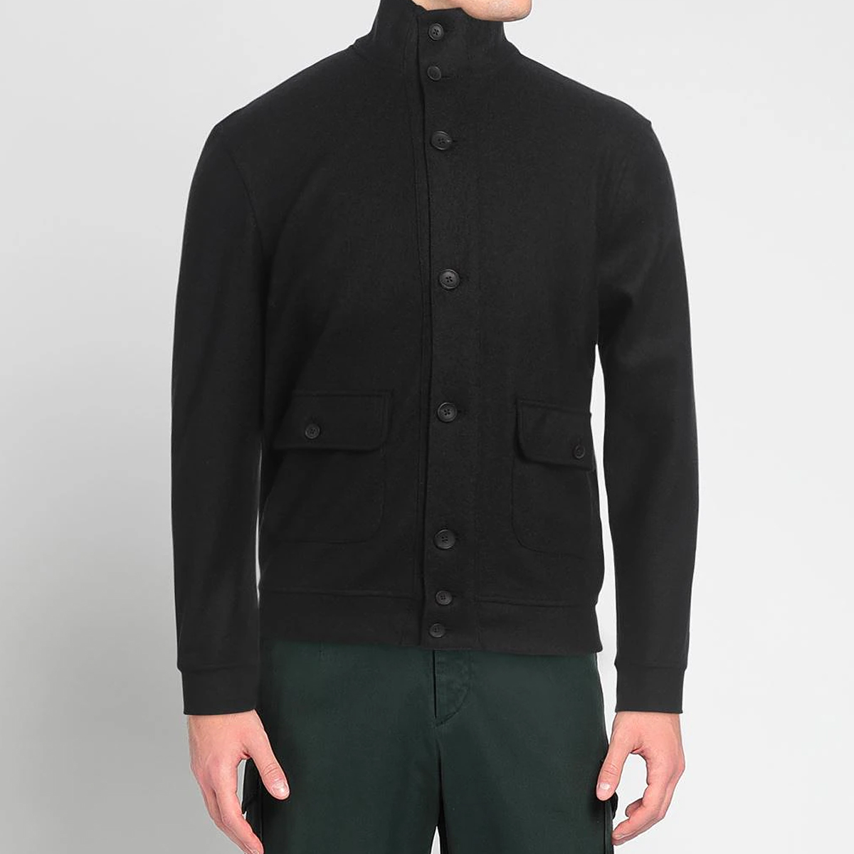 意大利高端一线 Gran sasso 秋冬 黑色羊毛开身老钱风毛衣